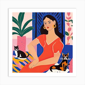 Woman With Cats, The Matisse Inspired Art Collection Art Print