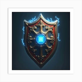 Runic Shield Glowing With Magical Energy In Battle 1 Art Print