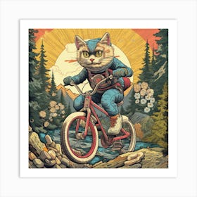 Cat Riding A Bike 1 Art Print