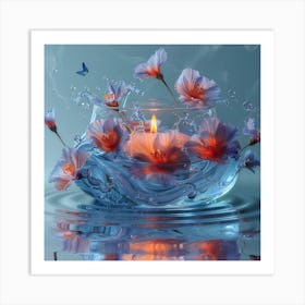 Flowers In Water Art Print