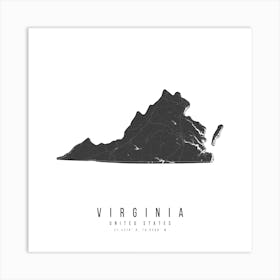 Virginia Mono Black And White Modern Minimal Street Map Square Art Print