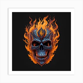 Skull In Flames 3 Art Print