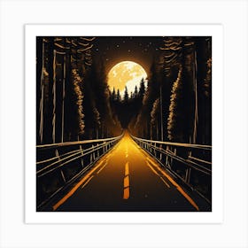 Moonlit Road Art Print