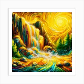 Waterfall Painting 5 Art Print