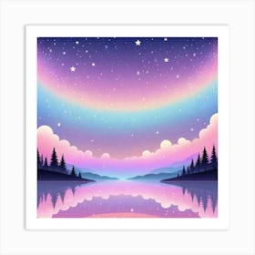 Sky With Twinkling Stars In Pastel Colors Square Composition 263 Art Print