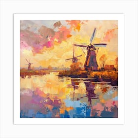 A swirling windmill in a riot of vibrant colors 1 Art Print