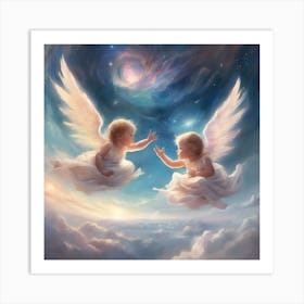 0 Babies Flying Over Like Winged Angels In Very Beau Esrgan V1 X2plus Art Print