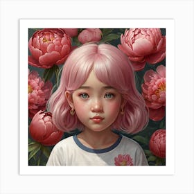 peony girl 1 Art Print