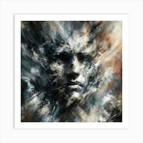 Intense Male Portrait in Abstract Storm Art Print