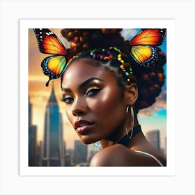 Butterfly Hairstyle Art Print