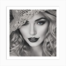 Black And White Portrait Of A Beautiful Woman Art Print