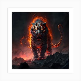 Tiger On Fire Art Print