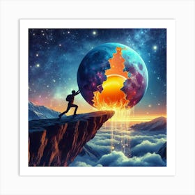 Man Standing On A Cliff Art Print