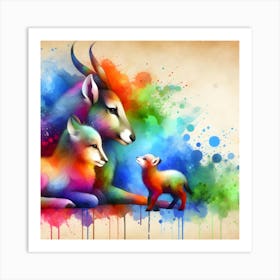 Colorful Antelopes Art Print