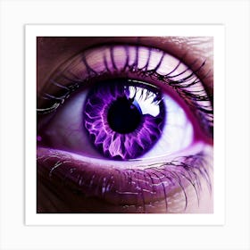 Purple Eye Human Close Up Pupil Iris Vision Gaze Look Stare Sight Close Macro Detailed (3) Art Print