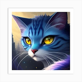 Blue Cat Art Print