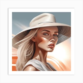 Portrait Of A Woman In A Hat 2 Art Print