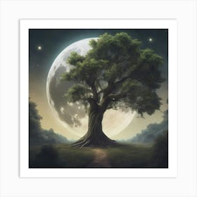 Full Moon Tree Art Print