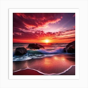 Sunset On The Beach 364 Art Print