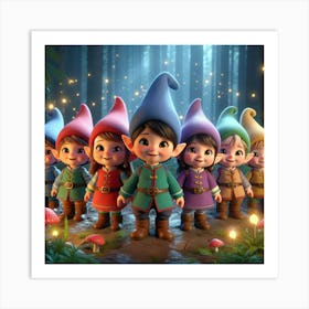 Gnomes In The Forest 1 Art Print