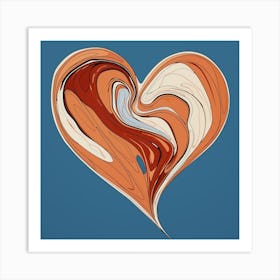 Swirl Brown & Blue Heart 2 Art Print