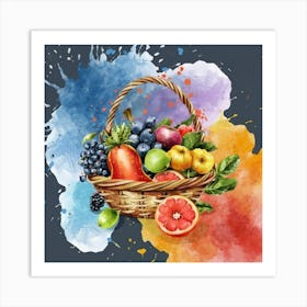 A basket full of fresh and delicious fruits and vegetables 11 Art Print