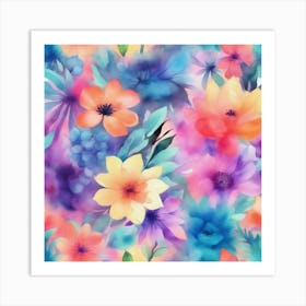 Watercolor Floral Pattern 1 Art Print