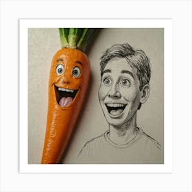 Carrot With A Face Art Print