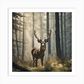 Deer In The Forest 216 Art Print