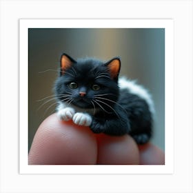 Tiny Kitten On A Finger Wall Decoration Art Print