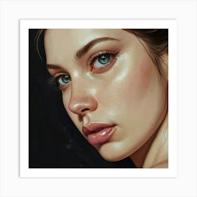 Portrait Of A Woman With Blue Eyes Art Print