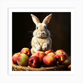 Rabbit With Peaches Art Print