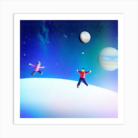 The kids in outer cold space  Art Print