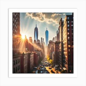 Sunrise Over New York City Art Print