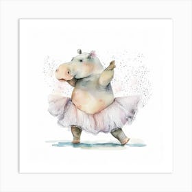 Ballerina Hippo Art Print