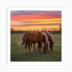 A Cinematic Medium Shot Of Horses Grazin Fbin59jvtb2gyzhpt1sxqg Oqasbuf3s86cv Jyzucyvg Art Print