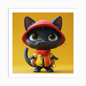 Cat With Red Hat Art Print