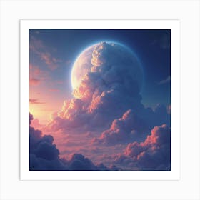 Titan With Watercolor Storm Clouds, Vibrant And Intense 1 Art Print