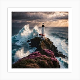 Lighthouse At Dusk Art Print