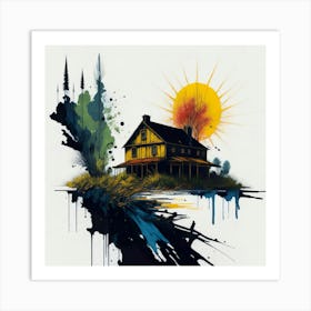 Colored House Ink Painting (103) Art Print