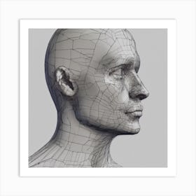 3d Model Of A Human Head 2 Art Print