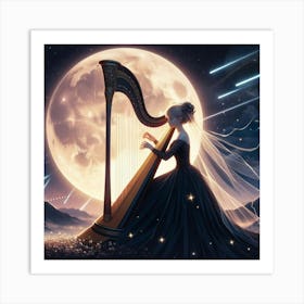 Lunar Harpist Art Print