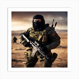 Soldier In The Desert Art Print