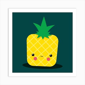 Stay Well Kawaii Pineapple Square Art Print