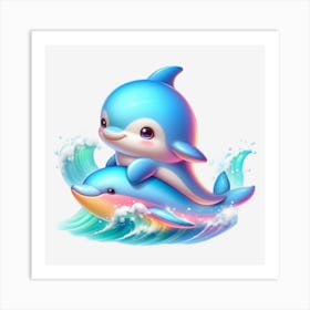 Cute Dolphins Art Print