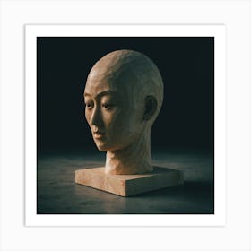 Asian Head Sculpture 1 Art Print
