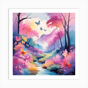 Butterflies In The Forest 1 Art Print