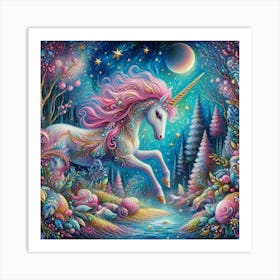 Unicorn In The Forest 2 Art Print