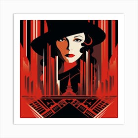 Art Deco inspired femme fatale Art Print