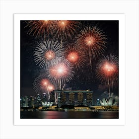 Fireworks In Singapore Art Print